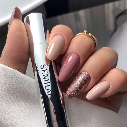 Semilac One Step UV Nail Polish 3in1 Beige Color S220 Nude Beige 3ml - Innovative UV LED Nail Polish Ideal for Home and Professional Manicure