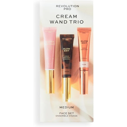 Revolution Pro Cream Face Wand Trio Cream Contour Blush Highlighter Makeup Set Light 1x12ml 2x15ml Medium
