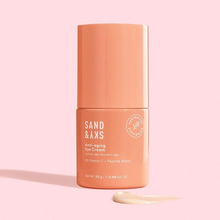 Sand & Sky Anti-Aging Eye Cream Under Eye Treatment for Dark Circles Wrinkles Puffiness Eye Bags Removal Firming Brightening Skin Tone Corrector with Hyaluronic Acid Vitamin C Peptide