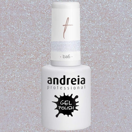 Andreia Semi-Permanent Nail Gel Polish for UV/LED Lamp Intense Shine and 4 weeks Lasting Varnish Colour BA6 Clear Glitter 10.5ml