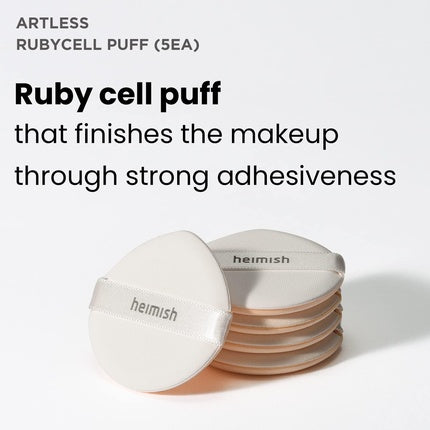 Heimish Artless Rubycell Puff 5 pcs Soft Cushion Puff Foundation Makeup Tool Angled Design Wet and Dry Use