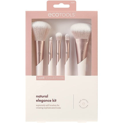 EcoTools Luxe Natural Elegance Professional Makeup Brush Set for Face Cheek and Eye Makeup Pink 5 Piece Set