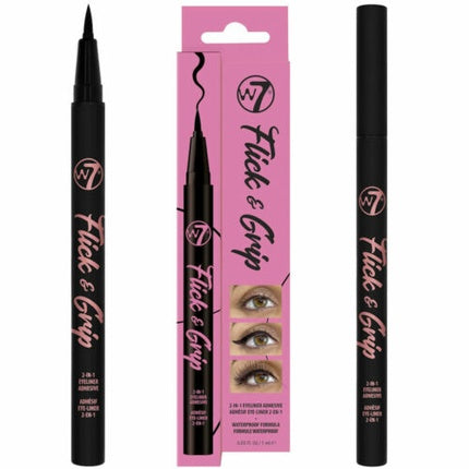 W7 Cosmetics Flick & Grip Adhesive Eyeliner Black Line Waterproof Eyelash Glue