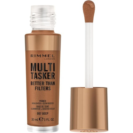 Rimmel Multi Tasker Better Than Filters 3 in 1 Skin Primer Glow Booster and Highlighter Infused with Vitamins C Vegan and Cruelty-Free 007 Deep