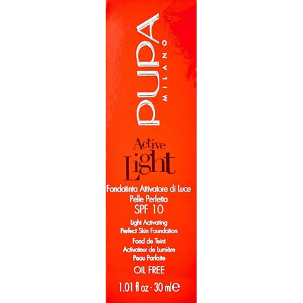 Pupa Active Light Perfect Skin Foundation Spf10 Oil-Free Face Foundation 030 30ml