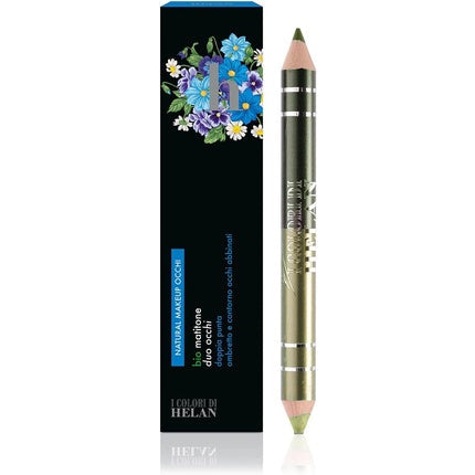 Helan I Colori Bio Eye Pencil Duo with All-in-One Matching Eyeshadow and Eyeliner Pencil Double Pointed Soft Blushable Long Lasting Eye Stick for Your Makeup Made in Italy Giada Moss Green