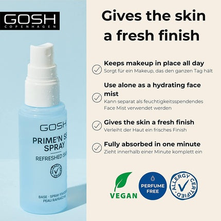 GOSH Prime'n Set Fixing Spray Vegan 2 in 1 Makeup Setting and Primer Spray for Long-Lasting Looks 100ml