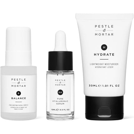 Pestle & Mortar Ultimate Hydration Kit Hyaluronic Acid Face Serum Lightweight Anti Aging Face Moisturizer Hydrating Facial Mist