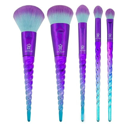 Royal Brush Moda Mythical 6 Piece Cosmetic Makeup Travel Kit Brush Set Celestial Blue
