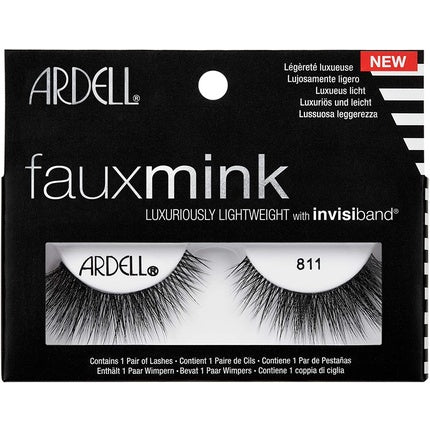 ARDELL Faux Mink False Eyelashes 811 Black Medium Volume Medium Length Flared Knot-Free Invisiband Cat-Eye Vegan-Friendly Cruelty-Free Lashes