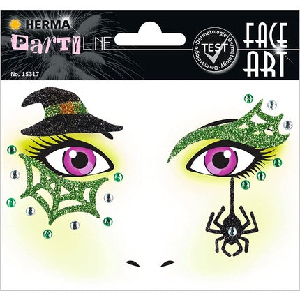 Herma 15317 Face Art Sticker - Witch, Dermatologically Tested, Removable Face