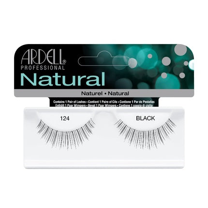 ARDELL Natural Style 124 Black Human Hair False Eyelashes - Lightweight, Flexible and Reusable (No Eyelash Glue) Number 124