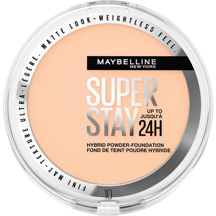 Maybelline SuperStay 24H Hybrid Powder Foundation 10 Shade Long-Lasting Transfer Water & Sweat Resistant Medium to Full Coverage 10g
