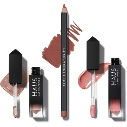 HAUS LABORATORIES By Lady Gaga: HAUS OF COLLECTIONS Makeup Kit with Bag, Liquid Eyeshadow, Lip Liner Pencil, and Lip Gloss Vegan & Cruelty-Free 3-Piece Value Set HAUS of Goddess