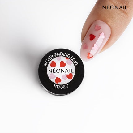 NEONAIL UV Nail Polish Never-Ending Love 7.2ml Clear with Pink-Red Hearts