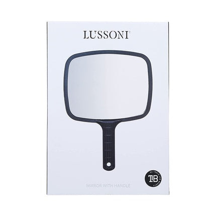 T4B LUSSONI Professional Handle Mirror Ergonomic Lightweight and Practical Portable Easy to Use Hairdressing Accessory Barber Makeup Black