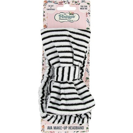 The Vintage Cosmetic Company Ava Makeup Vintage Headband Black Stripe and Bow Design