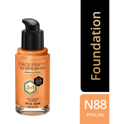 Max Factor Facefinity 3-in-1 All Day Flawless Liquid Foundation SPF 20 88 Praline 30ml
