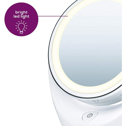Beurer BS49 Illuminated Vanity Mirror Rotatable Make-Up Mirror with Normal and 5x Magnification Battery Operated LED Cosmetic Mirror Ideal for Make-Up or Shaving