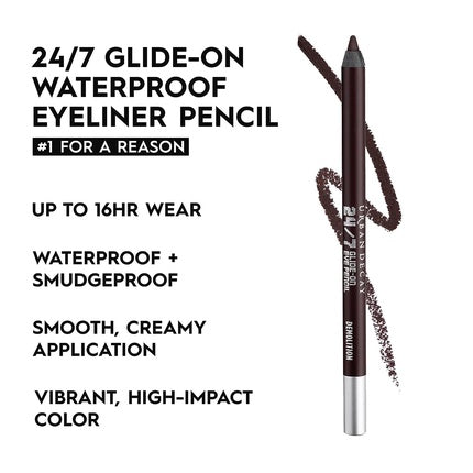 Urban Decay 24/7 Glide-On Waterproof Eyeliner Pencil Smudge-Proof 16HR Wear Long-Lasting Ultra-Creamy Blendable Formula Sharpenable Tip Demolition Matte Deep Brown