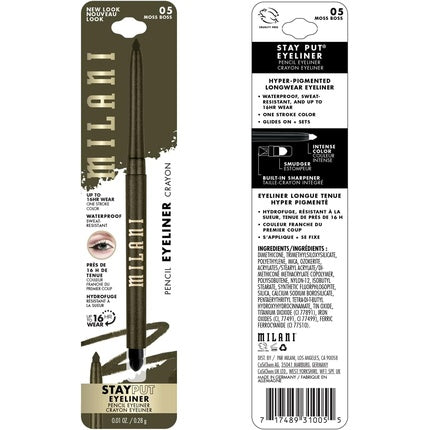 Milani Stay Put Eyeliner Picante 0.01 Ounce Cruelty-Free Self-Sharpening Eye Pencil with Built-In Smudger