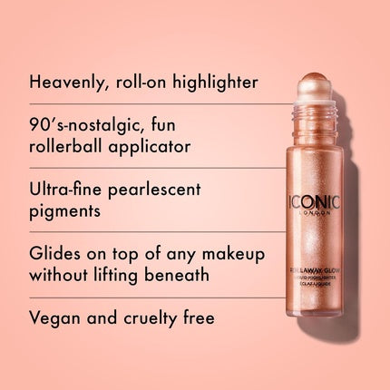 Iconic London Rollaway Glow Highlighter Makeup Rose Potion 8ml