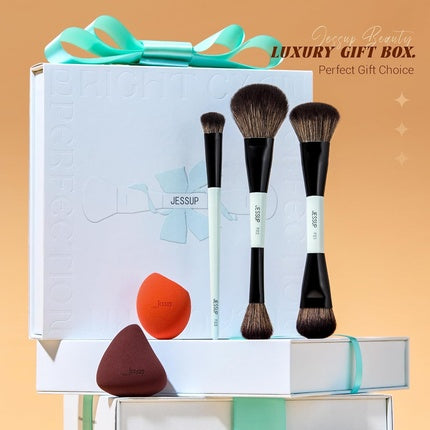 Jessup Face Makeup Brushes with Makeup Sponge