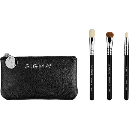 Sigma Beauty Glam 'N Go Mini Eye Brush Set Complete Eye Makeup Travel Kit 3 Synthetic Makeup Brushes and Beauty Bag Vegan Hypoallergenic Eye Makeup Brushes