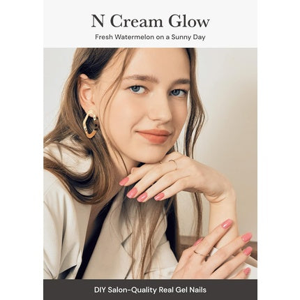 ohora Semi Cured Gel Nail Strips N Cream Glow - Works with Any Nail Lamps Salon-Quality Long Lasting Easy to Apply & Remove - Includes 2 Prep Pads Nail File & Wooden Stick Pink