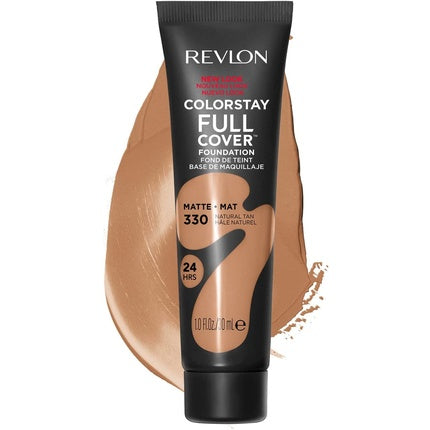 Revlon ColorStay Full Cover Longwear Matte Foundation Heat & Sweat Resistant Lightweight Face Makeup 30ml 330 Natural Tan