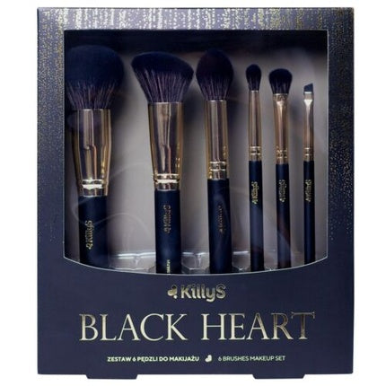 Killys Black Heart Makeup Brush Set - 6 Pieces