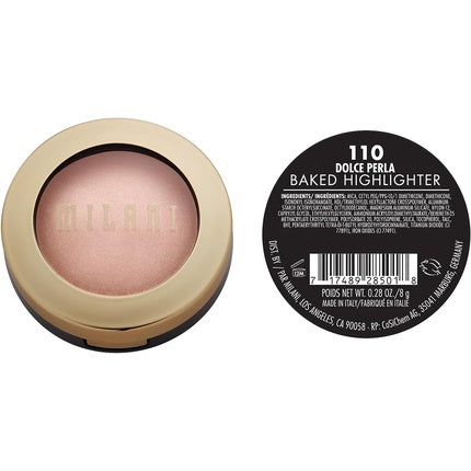 Milani Baked Highlighter Dolce Perla Cruelty-Free Powder Highlighter for Shimmering or Matte Finish