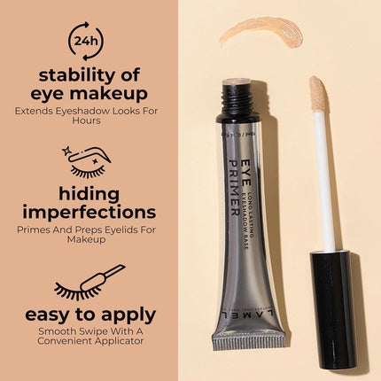 Lamel Insta Eyeshadows Base Universal Colours Clear Waterproof Vegan Cruelty-Free Long-Lasting Wear 10ml Beige