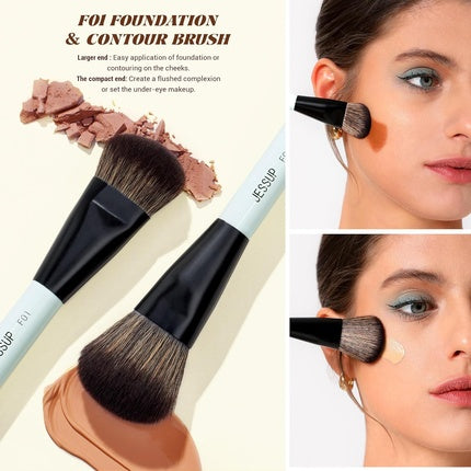Jessup Face Makeup Brushes with Makeup Sponge