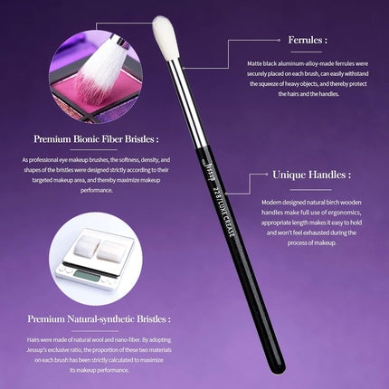 Jessup 15Pcs Professional Makeup Brushes Set Cosmetics Tools Eye Liner Shader Wood Handle Natural-Synthetic Hair Black/Silver T177 B-Pearl