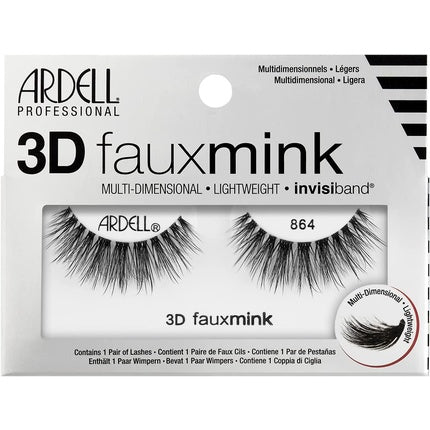 Ardell 3D Faux Mink False Eyelashes 864 Black Multi-Layered Extreme Curl Soft Ultra Luxurious Uneven Lengths Full Volume Long Length Vegan-Friendly
