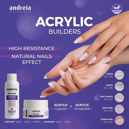 Andreia Professional Acrylic Builder Powder for Nail Extensions Cover Pink 20g