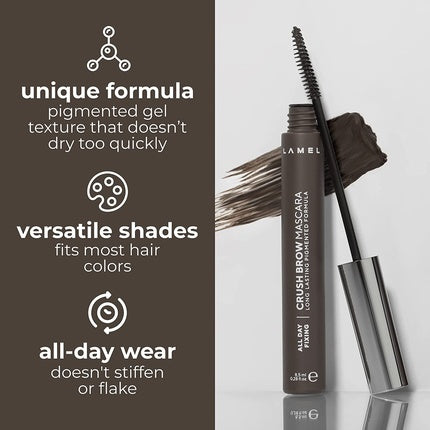 Lamel Crush Brow Mascara No. 401 - Professional Product for Expressive Eyebrows - Long-Lasting Formula - Easy to Apply - Taupe