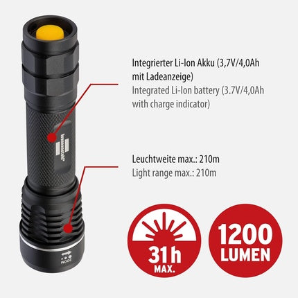 Brennenstuhl Luxpremium Flashlight TL 1201 AF LED Torch USB Rechargeable