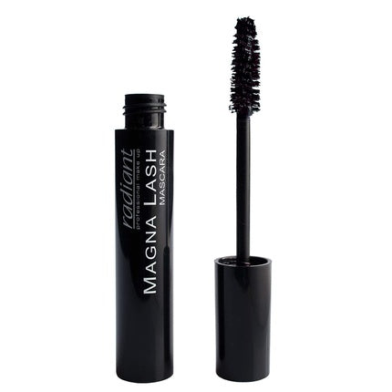Radiant Professional Magna Lash Mascara Volume and Curl Silicone Brush Deep Color Smudge Proof Lengthening Lashes Cruelty Free Natural Wax For Healthy Eyelashes 0.43 ounces Black 01