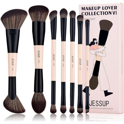 Jessup Makeup Brushes Set 7pcs Double Sided Brushes for Foundation