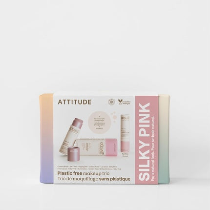 ATTITUDE Silky Pink Makeup Trio Set EWG Verified Titanium Dioxide-Free Plant and Mineral-Based Ingredients Vegan Beauty Products