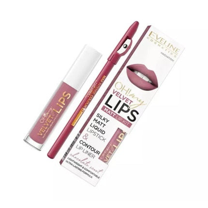 Eveline Oh My Lips Liquid Matte Lipstick & Contour Lip Liner 4.5ml In 13 Brownie Biscotti