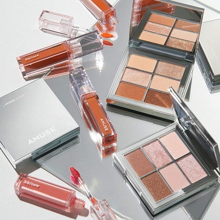 Amuse Eye Vegan Sheer Palette 6 Colors Eyeshadow Matt Shimmery Sheer Glitter Shades K-Beauty Natural Makeup 01 Sheer Nude