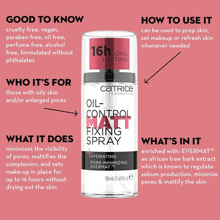 Catrice Oil-Control Matt Fixing Spray Transparent Moisturising Long-Lasting