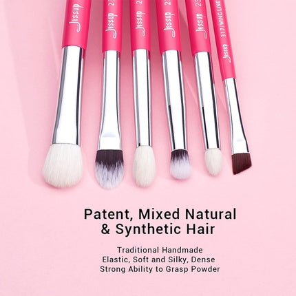 Jessup Professional Natural-Synthetic Eye Makeup Brushes Set 15pcs for Eyeshadow Blending Concealer Eyeliner Eyebrow Rose Carmine Silver T197 H-Silver