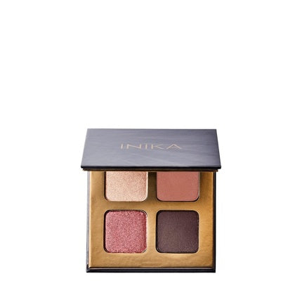 INIKA Organic Quad Eyeshadow Palette Pure Mineral Shimmer Longwear Highly Pigmented Blendable with Vegan Cocoa Seed Extract and Organic Carnauba Wax Cruelty-Free Makeup Flowers