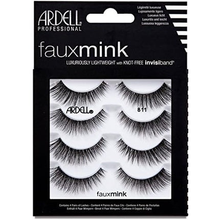 ARDELL Faux Mink 811 Synthetic Vegan Black Eyelashes - Pack of 4