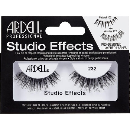 ARDELL Studio Effects 232 Real Hair False Eyelashes for Extra Volume and Density Developed by Makeup Artists Glue-On Natural Vegan and Reusable Style 232