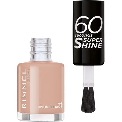 Rimmel 60 Seconds Super Shine Colour Block Nail Polish Ultra Shine and Long Lasting Quick Drying Kiss in the Nude 8ml